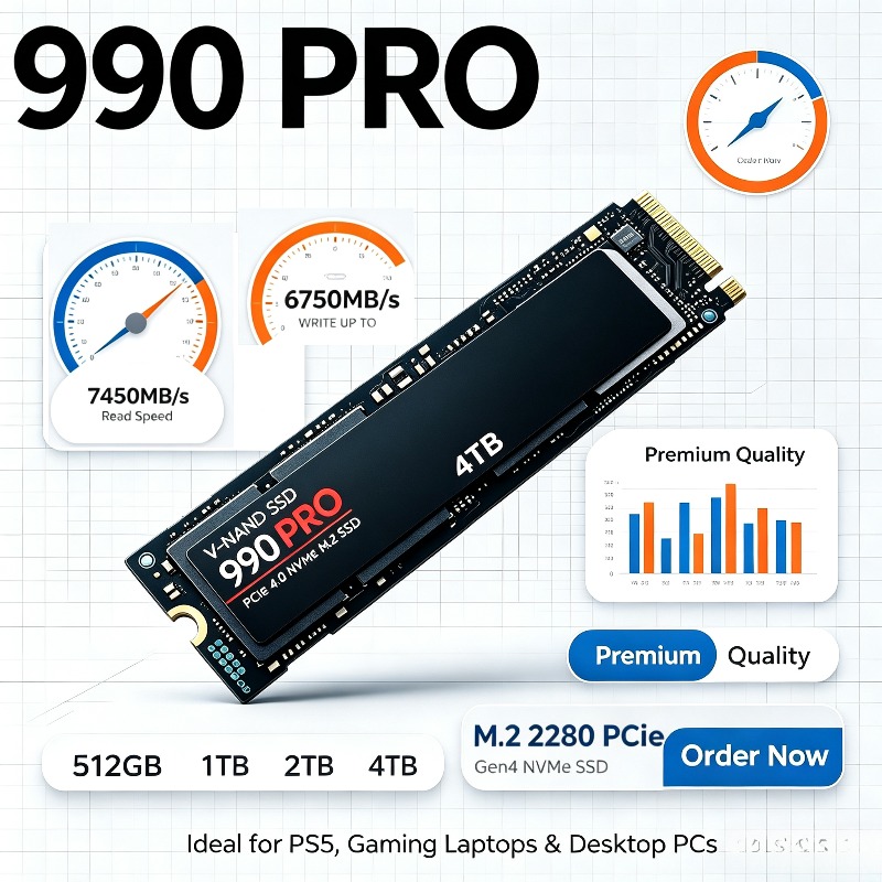 Pcie 4.0 4Tb 2280 Ssd 7450Mbps - 990 PRO Genuine SSD – 512GB/1TB/2TB/4TB,